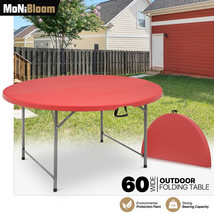 Red 5Ft Foldable Round Dinning Table Portable Camping Picnic Party Desk W/Handle - £281.36 GBP