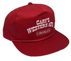 Vintage Garys Western Auto Hat Cap Snap Back Red Rope Crosley YoungAn One Size - £15.58 GBP