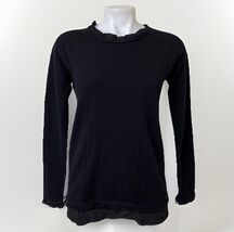 J McLaughlin 100% Cashmere Sweater Sz XS Black Fringed Silk Trim Pullover - €48,95 EUR