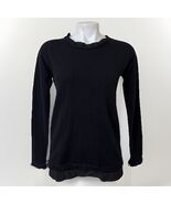 J McLaughlin 100% Cashmere Sweater Sz XS Black Fringed Silk Trim Pullover - €48,62 EUR