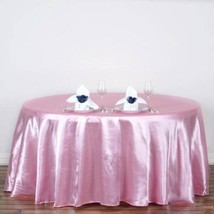 Pink 120&quot;&quot; Round Satin Tablecloth Wedding Party Home Kitchen Tabletop Linens Hom - £18.17 GBP