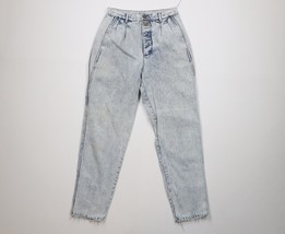 Vintage 90s Streetwear Womens 9/10 Thrashed Acid Wash Pleated Tapered Jeans - $29.65