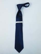 Men's Perry Ellis Tie Classic Satin Silky Feel #Perry-1 Solid Navy Blue image 5