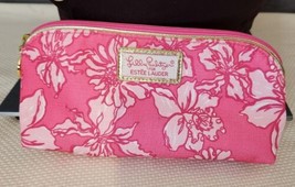 Lilly Pulitzer for Estee Lauder Cosmetic Bag Pink Floral Gold Trim &amp; Charm - $5.95