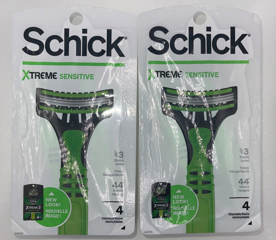 Primary image for Lot Of 2 Schick XTREME3 SENSITIVE Disposable Razors - 4 Count In Each PackGre...
