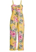 No Boundaries ~ XL  ~ Lunar Yellow Floral ~ Tie Front ~ Strapless ~ Jumpsuit - £17.68 GBP
