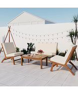 GO 4-Piece V-shaped Seats set, Acacia Solid Wood Outdoor Sofa - £235.09 GBP