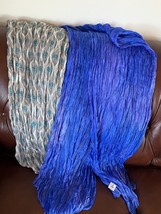 Lot of Celia Etcetera 100% Silk Scrunched Cobalt Blue &amp; Cotton Blend Gray &amp; Blue - £29.99 GBP