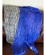 Lot of Celia Etcetera 100% Silk Scrunched Cobalt Blue &amp; Cotton Blend Gra... - £29.95 GBP