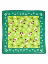 Time Tru Green Winter Snowman Snowflakes Holly Bandana  22 Inch Square B... - $7.99