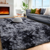 Abstract Shaggy Area Rug, 4X6, Plush Furry Rugs for Living Room, Tie-D - $65.33