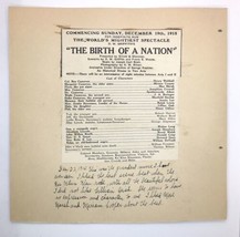 1915 Antique Movie Ad for &quot;The Birth of a Nation&quot; Historical Ephemera - £15.73 GBP