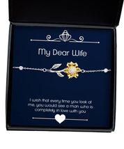 Beautiful Wife Sunflower Bracelet, I Wish That Every time You Look at me, You Wo - £38.27 GBP