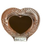 Glass Heart Shaped Picture Frame Free Standing Heavy Flowers Bow - £8.26 GBP