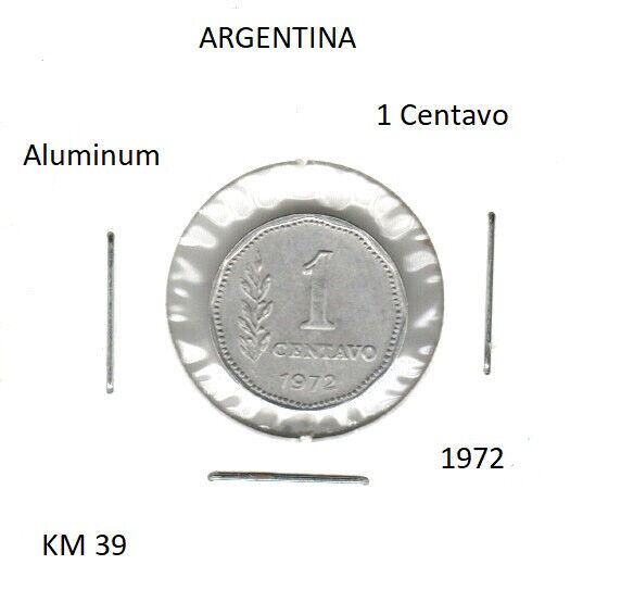 Argentina 1 Centavo, aluminum, 1972, KM 39 - $1.00
