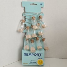 Seaport 10 Mini LED Lights Beach Sand Corked Bottles Warm White Nautical Sea - £10.96 GBP