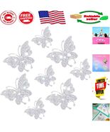 8 Pcs Iridescent Butterfly Car Decals - Crystal Rhinestone Accessories f... - $245.43 MXN