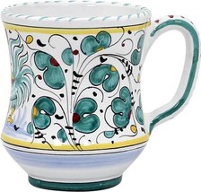 Mug Deruta Majolica Orvieto Rooster Concave Green Ceramic Handmade Dishwasher - £70.03 GBP