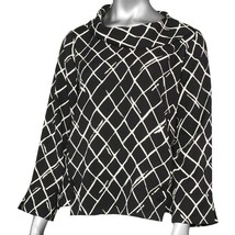 Habitat Drape collar Blouse Black Diamond Print Pullover Long Sleeve, Size S - £19.67 GBP