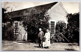 RPPC Grandma with Umbrella and Grandpa in the Cottage Yard Photo Postcard J24 - £11.95 GBP