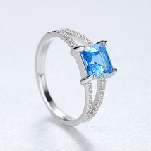 ed Gems 925 Silver Ring Inlaid Sky Blue Topaz Women&#39;s Ring US7 - £29.45 GBP