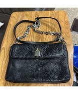 Calvin Klein Black Leather Purse, Shoulder Chain Strap, KeyLock Hardware - $18.65