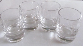 Vintage (4) Heavy Glass Base Mini Juice Crystal Like Pressed Clear Shape Collect - £23.71 GBP