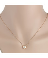 Rose Tone Necklace With Heart Shaped Sparkling Crystal Pendant - $30.06 CAD