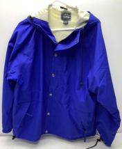 Woolrich Jacket Mens Large Blue Full Zip Hooded Mesh Lined Pockets L EUC Rain - £26.08 GBP