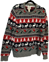 St Johns Bay Ugly Christmas Sweater Trees Holiday adult size M Reindeer ... - £26.65 GBP