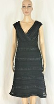 Tadashi Womens Black Empire Cap Sleeve Beaded Short Sheath Evening Dress Size 8 - £87.42 GBP