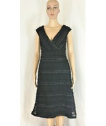 Tadashi Womens Black Empire Cap Sleeve Beaded Short Sheath Evening Dress... - £88.22 GBP