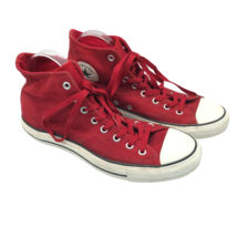 Converse High Top Sneakers Leather Red White Mens 10 Womens 12 - $38.69