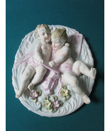 HOMCO CERAMIC MID CENTURY PLAQUE WALL SCULPTURE ANGELS 12 X 9 1/2&quot; [*MAIN] - $168.35 CAD
