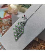 2 Ways Bright Apple Green 15pcs Burmese Jadeite Zirconia Pendant/Brooch ... - €197,48 EUR