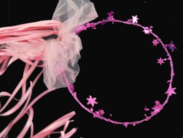 Headpiece Tinsel Style Princess Fairy Fuscia Hot Pink Stars Ribbons and ... - $2.95