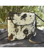 VINTAGE USA Cow HAIR Leather Pony Express Mail Bag Purse slim Flap Over ... - €81,84 EUR