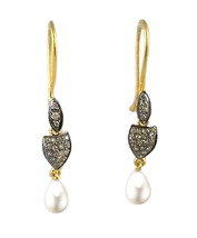 Victorian 0.92ct Rose Cut Diamond Pearl Wedding Well Crafted Earrings - $335.48