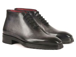 Paul Parkman Mens Shoes Ankle Boots Gray Burnished Leather Handmade 791G... - $599.99