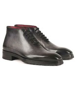 Paul Parkman Mens Shoes Ankle Boots Gray Burnished Leather Handmade 791G... - $823.32 CAD