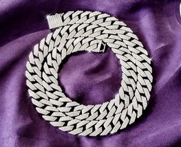 1pc Cuban Link Chain Curb Chain Necklace, Hip Hop Necklace Cuban Link Rhinestone - £23.16 GBP