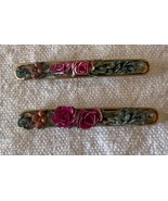 ⭕⭕VTG, 2 x hair clip, 70s/80s, metal and ceramic roses length 5cm - $221.66 MXN