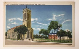 Postcard The Three Churches In The Green New Haven Connecticut A.L Schne... - £6.29 GBP