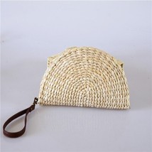 Alirattan New Beach Handmade Rattan Woven Handbag Straw Semi Clutch Bags  Messen - £62.11 GBP