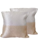 2Pack 18&quot; x 18&quot; Decorative Pillow Cover 100% Polyester White and Gold Woven - $24.74