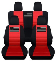 Front and Rear car seat covers Fits 2011-2017 Jeep Wrangler JK 2 door black red - £140.05 GBP