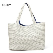New women&#39;s handbag double shoulder bag PU woven bag double-sided two color two  - £98.84 GBP