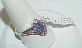 14K .70ct Tanzanite Marquise 3 Stone 2 Diamond Ring White Gold Size 7 Ne... - £310.49 GBP
