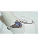 14K .70ct Tanzanite Marquise 3 Stone 2 Diamond Ring White Gold Size 7 Ne... - £311.61 GBP