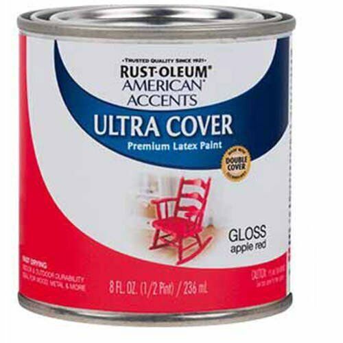 Rustoleum Ultra Cover Apple Red Gloss 8 oz Wood Metal Plaster Masonry - £15.41 GBP